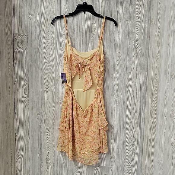 Morgan and Co. Juniors Mini Dress With Layered Skirt Yellow Peach Size M NWT - Picture 6 of 13